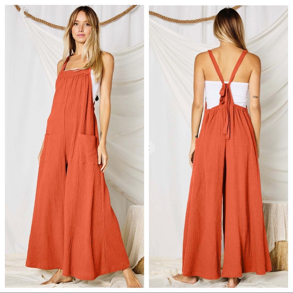 43 ✨Angela Solid Fabulous Wide Leg Jumpsuit - Picture 3 of 5